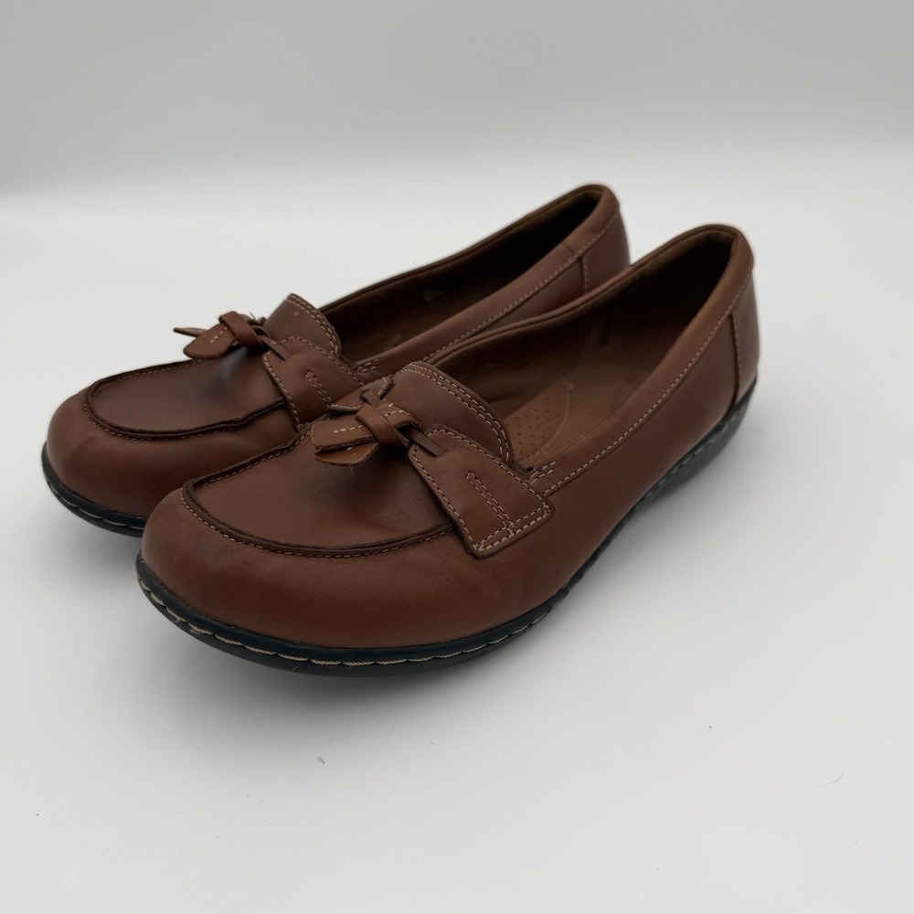Clarks Ashland Bubble Loafer dark brown leather Womens 10 slip on shoes comfort